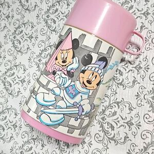Vintage 70s Disney Princess Micky Minnie Mouse Aladdin Pink Dragon Thermos